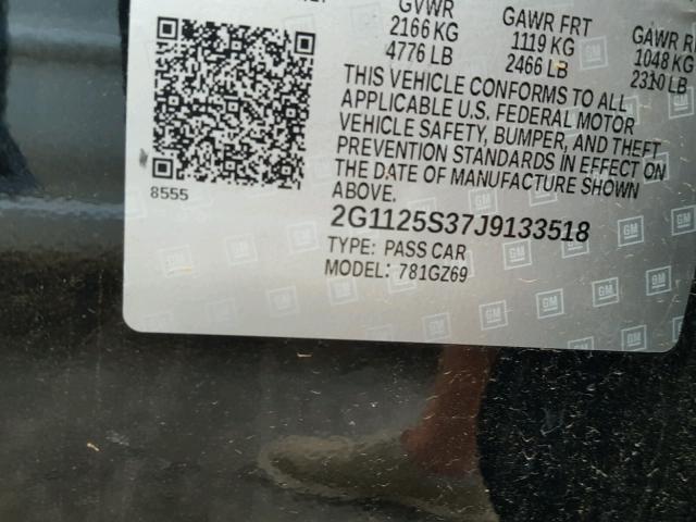 2G1125S37J9133518 - 2018 CHEVROLET IMPALA PRE შავი ფოტო 10