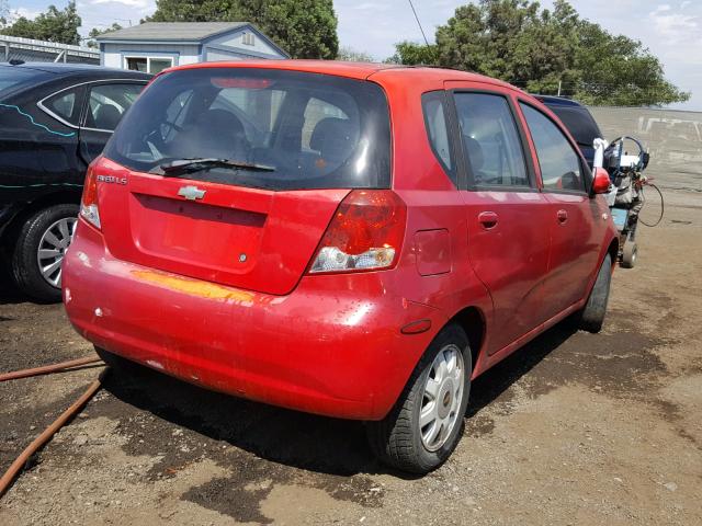 KL1TD62655B453670 - 2005 CHEVROLET AVEO BASE Rouge photo 4