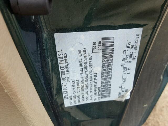 1FAFP40481F179585 - 2001 FORD MUSTANG GREEN photo 10