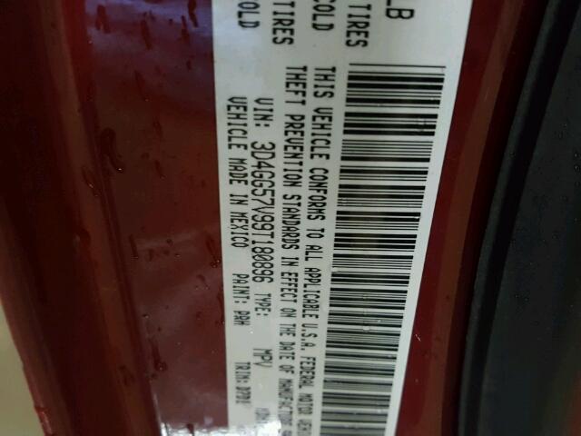 3D4GG57V99T180896 - 2009 DODGE JOURNEY RED photo 10