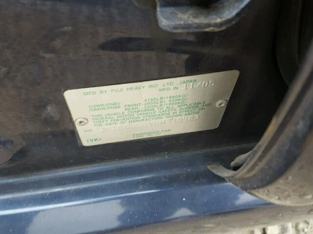 JF1SG65646H745483 - 2006 SUBARU FORESTER 2 BLUE photo 10