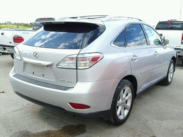 2T2ZK1BA4BC060302 - 2011 LEXUS RX 350 SILVER photo 4