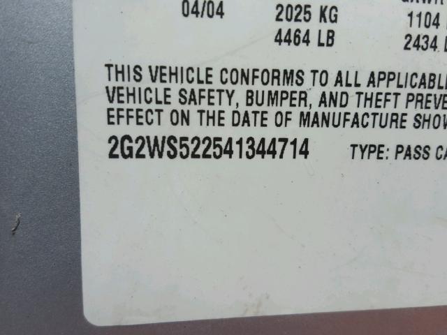 2G2WS522541344714 - 2004 PONTIAC GRAND PRIX SILVER photo 10