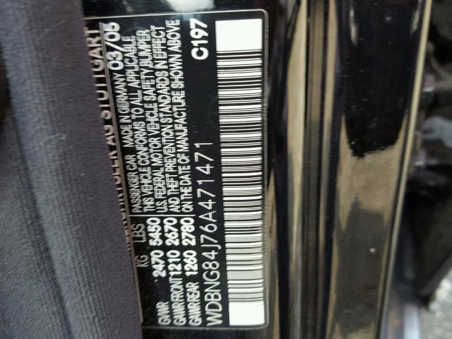 WDBNG84J76A471471 - 2006 MERCEDES-BENZ S 500 4MAT BLACK photo 10