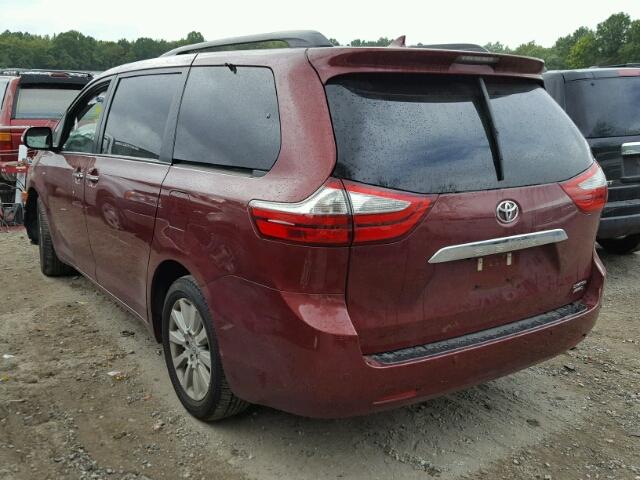 5TDDK3DC0GS137027 - 2016 TOYOTA SIENNA XLE MAROON photo 3