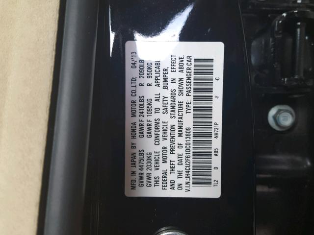 JH4CU2F61DC013609 - 2013 ACURA TSX TECH BLACK photo 10