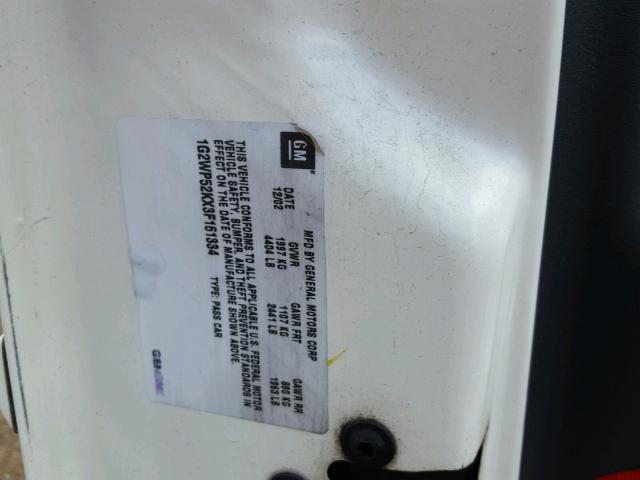 1G2WP52KX3F161334 - 2003 PONTIAC GRAND PRIX თეთრი ფოტო 10