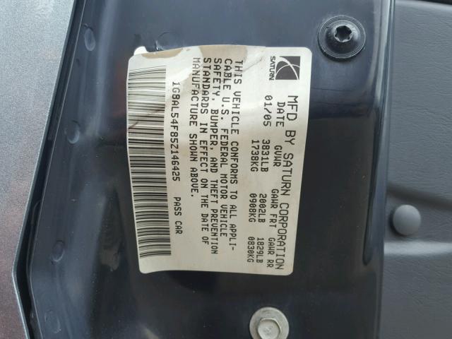 1G8AL54F85Z146425 - 2005 SATURN ION LEVEL GRAY photo 10