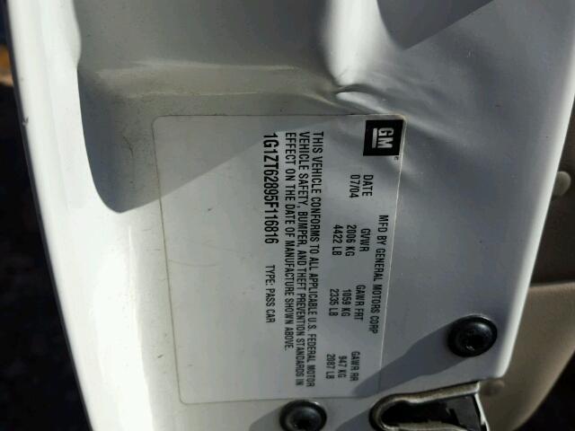 1G1ZT62895F116816 - 2005 CHEVROLET MALIBU MAX თეთრი ფოტო 10