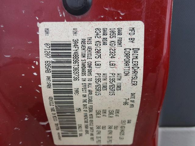 3A4FY48B96T369736 - 2006 CHRYSLER PT CRUISER RED photo 10