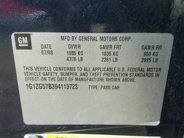 1G1ZG57B394113723 - 2009 CHEVROLET MALIBU LS ლურჯი ფოტო 10