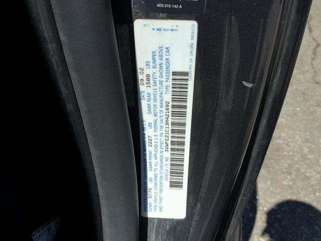 3VWFE21C13M421692 - 2003 VOLKSWAGEN NEW BEETLE Boz foto 10