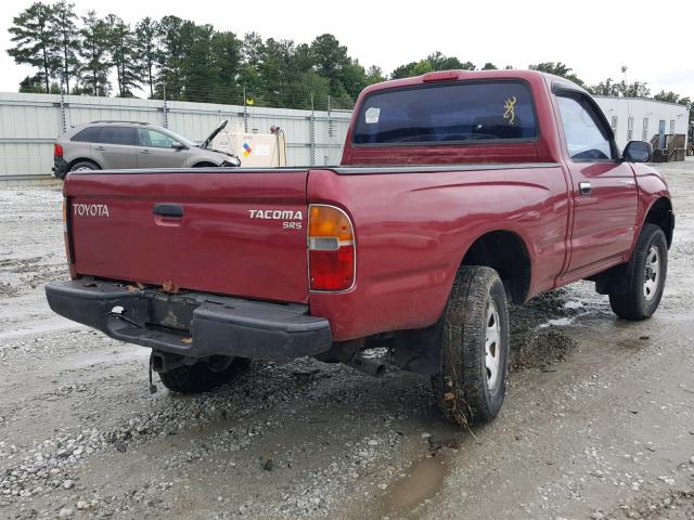 4TAPM62N8TZ195159 - 1996 TOYOTA TACOMA BURGUNDY photo 4