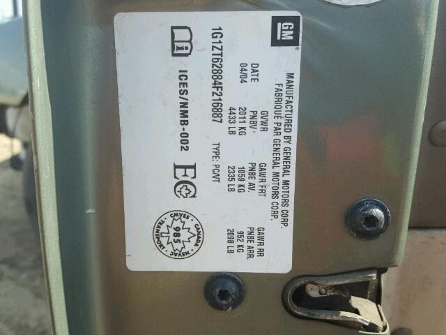 1G1ZT62884F216887 - 2004 CHEVROLET MALIBU MAX GREEN photo 10