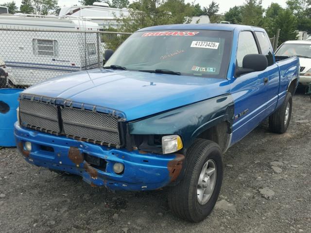 3B7HF12Y9WM250708 - 1998 DODGE RAM 1500 BLUE photo 2