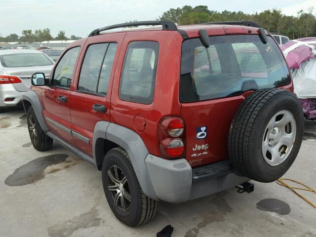 1J4GL48K15W660310 - 2005 JEEP LIBERTY SP RED photo 3