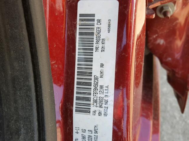 1C3BC1FB7BN562387 - 2011 CHRYSLER 200 TOURIN RED photo 10