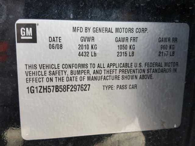 1G1ZH57B58F297627 - 2008 CHEVROLET MALIBU 1LT 黑色 照片 10