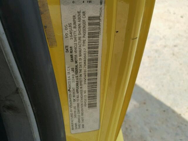 3VWSW31C76M406037 - 2006 VOLKSWAGEN NEW BEETLE 黄色 照片 10