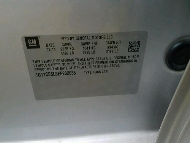 1G11C5SL8EF232083 - 2014 CHEVROLET MALIBU 1LT 灰色 照片 10