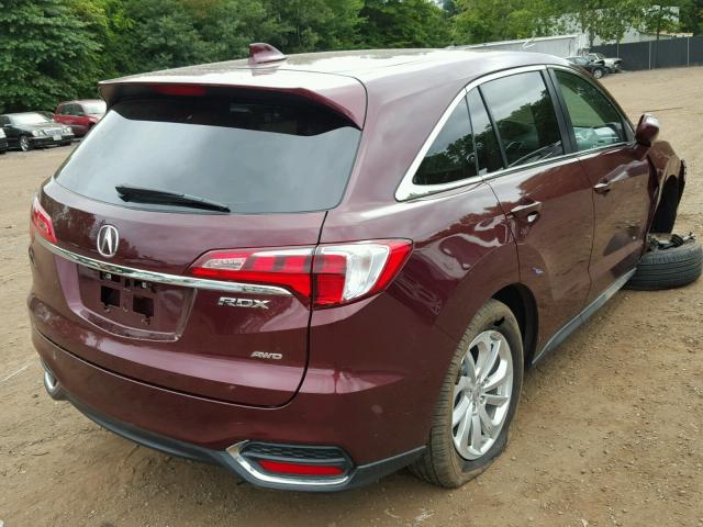 5J8TB4H54GL029154 - 2016 ACURA RDX BURGUNDY photo 4