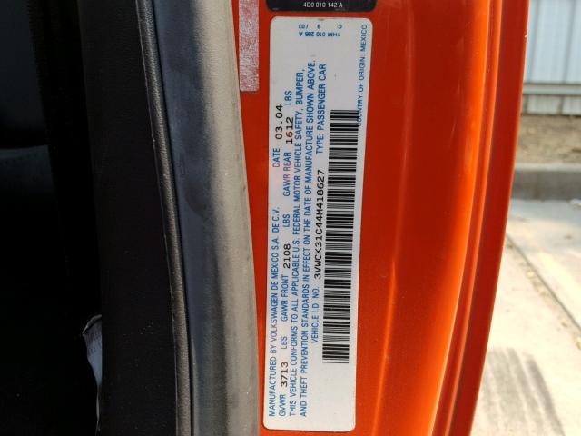 3VWCK31C44M418627 - 2004 VOLKSWAGEN NEW BEETLE ნარინჯისფერი ფოტო 10