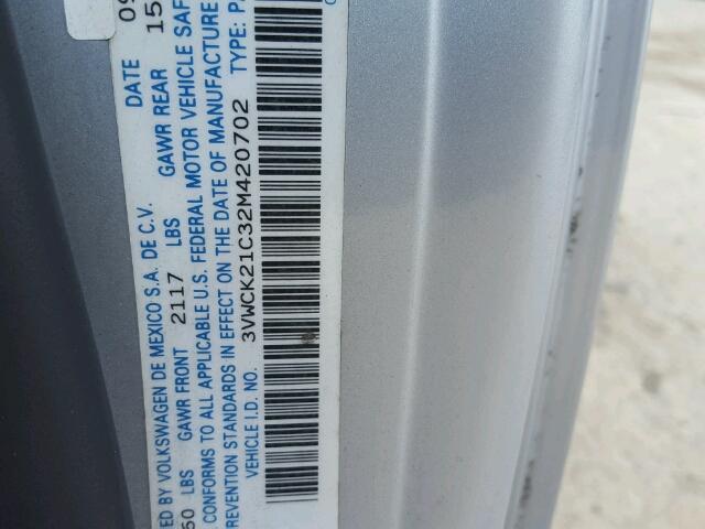 3VWCK21C32M420702 - 2002 VOLKSWAGEN NEW BEETLE ვერცხლისფერი ფოტო 10