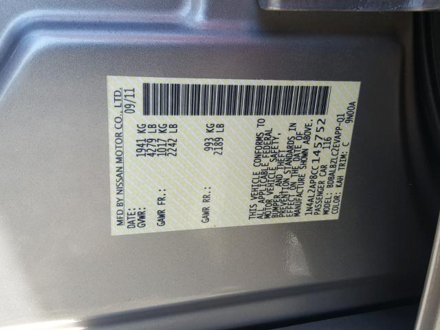1N4AL2AP8CC145752 - 2012 NISSAN ALTIMA BAS GOLD photo 10
