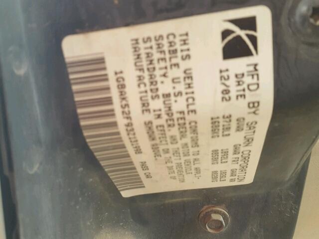 1G8AK52F93Z131998 - 2003 SATURN ION LEVEL GOLD photo 10