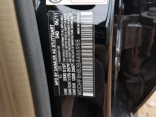 WDDHF8HB3BA486988 - 2011 MERCEDES-BENZ E 350 4MAT BLACK photo 10