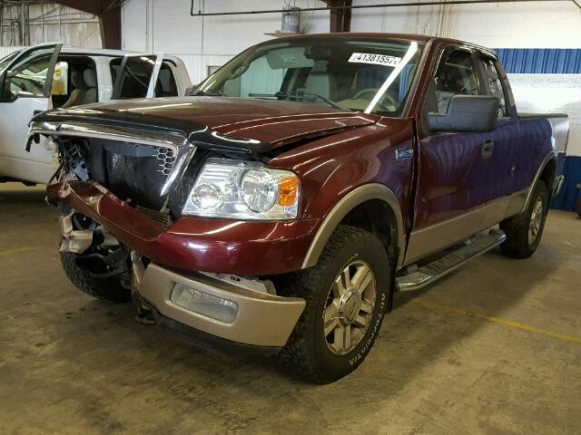 1FTPX14525NB48103 - 2005 FORD F150 RED photo 2