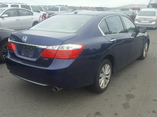 1HGCR3F88DA021097 - 2013 HONDA ACCORD EXL BLUE photo 4