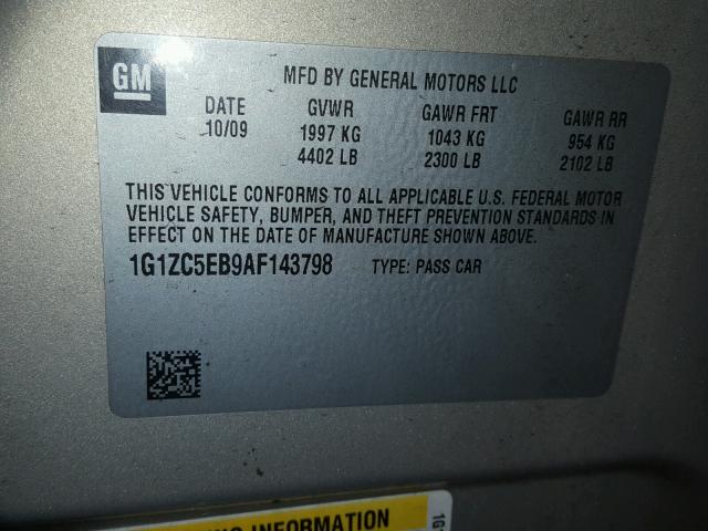 1G1ZC5EB9AF143798 - 2010 CHEVROLET MALIBU 1LT 棕色 照片 10