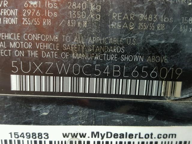 5UXZW0C54BL656019 - 2011 BMW X5 XDRIVE3 BLACK photo 10