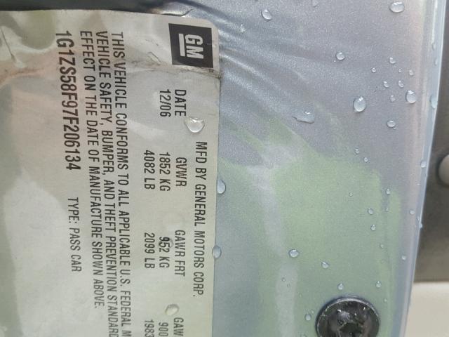 1G1ZS58F97F206134 - 2007 CHEVROLET MALIBU LS ლურჯი ფოტო 10