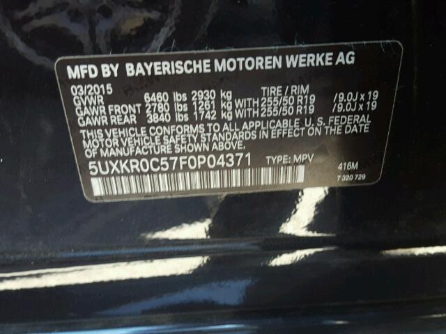 5UXKR0C57F0P04371 - 2015 BMW X5 XDRIVE3 BLUE photo 10