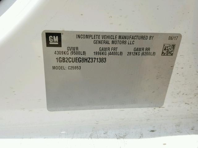 1GB2CUEG8HZ371383 - 2017 CHEVROLET SILVERADO WHITE photo 10