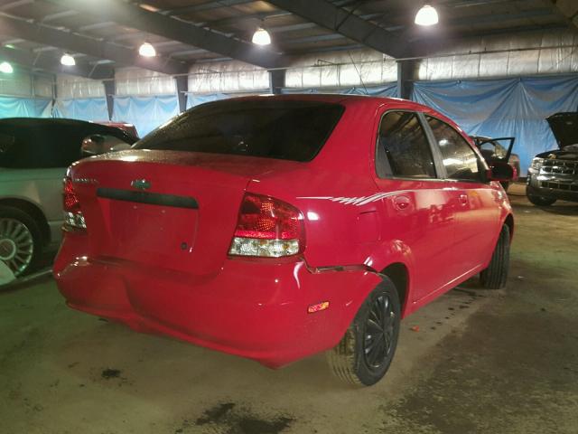 KL1TD52655B404821 - 2005 CHEVROLET AVEO BASE Czerwony zdjęcie 4
