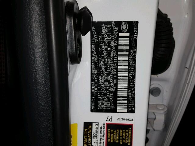 4T1BF1FKXHU411301 - 2017 TOYOTA CAMRY WHITE photo 10