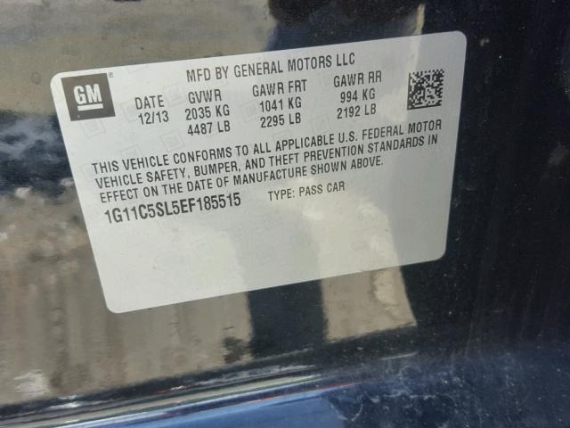 1G11C5SL5EF185515 - 2014 CHEVROLET MALIBU 1LT 黑色 照片 10