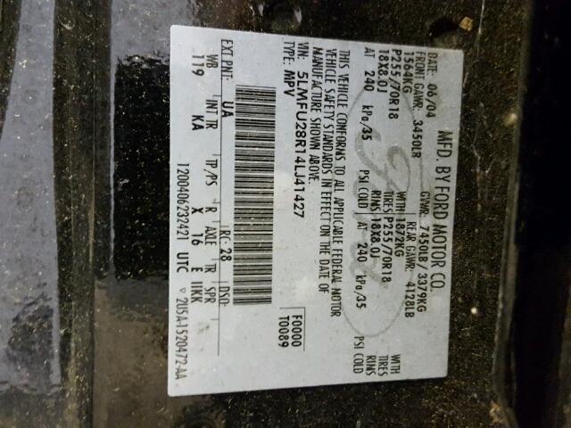 5LMFU28R14LJ41427 - 2004 LINCOLN NAVIGATOR BLACK photo 10