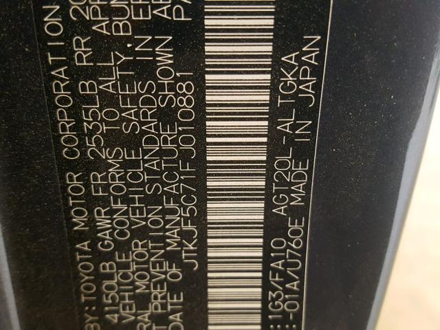 JTKJF5C71FJ010881 - 2015 TOYOTA SCION TC 灰色 照片 10