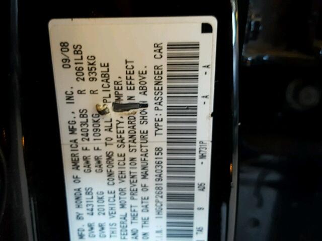 1HGCP26819A036158 - 2009 HONDA ACCORD EXL Qara foto 10