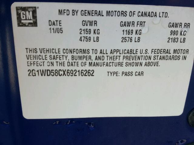 2G1WD58CX69216262 - 2006 CHEVROLET IMPALA SUP 双色 照片 10