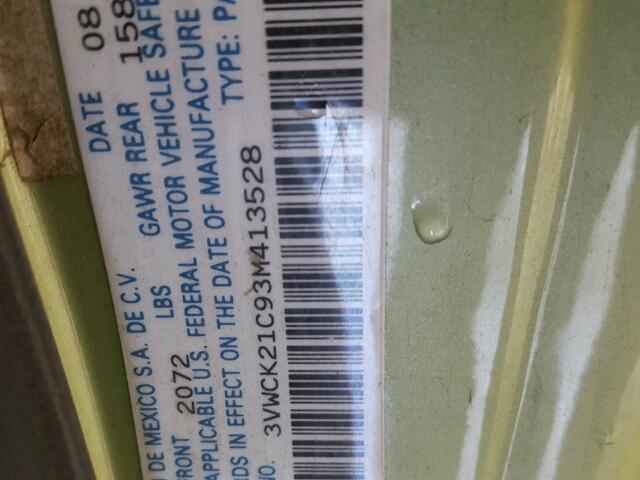 3VWCK21C93M413528 - 2003 VOLKSWAGEN NEW BEETLE 绿色 照片 10