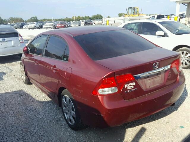 1HGFA16509L013411 - 2009 HONDA CIVIC RED photo 3