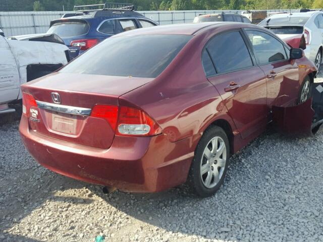 1HGFA16509L013411 - 2009 HONDA CIVIC RED photo 4