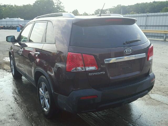 5XYKU4A68CG288260 - 2012 KIA SORENTO EX BURGUNDY photo 3