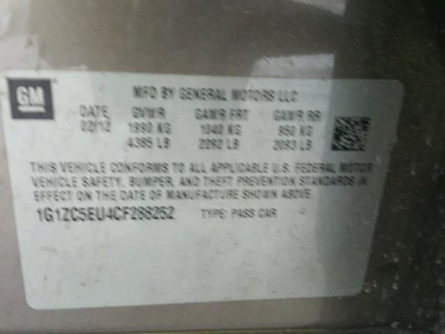 1G1ZC5EU4CF288252 - 2012 CHEVROLET MALIBU 1LT BROWN photo 10