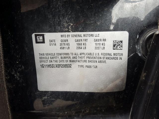 1G11H5SLXEF208532 - 2014 CHEVROLET MALIBU LTZ 黑色 照片 10